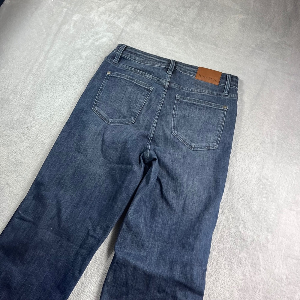 Judy Blue Straight Fit High Rise Raw Hem Jeans Dark Wash JB88861 DK Size 9/29 - Picture 11 of 12
